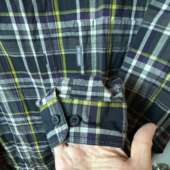 Columbia Mens Button Up Dress Shirt Navy Blue Yellow and White Plaid Size XXL - Picture 6 of 9